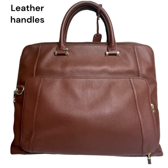 NWOT Levenger Womens Brown Leather Structured Messenger Briefbag w Laptop Case - Picture 10 of 16